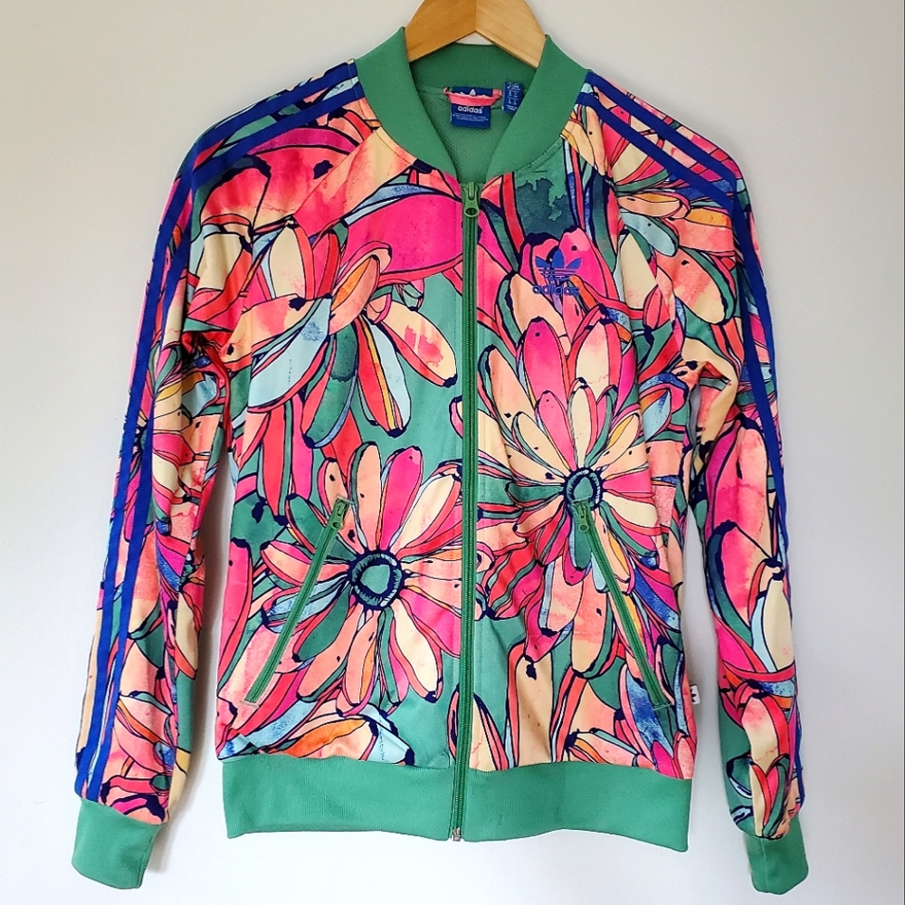 ADIDAS X FARM RIO Trefoil Colorful Tropical Banana Print Zip Up Track Jacket